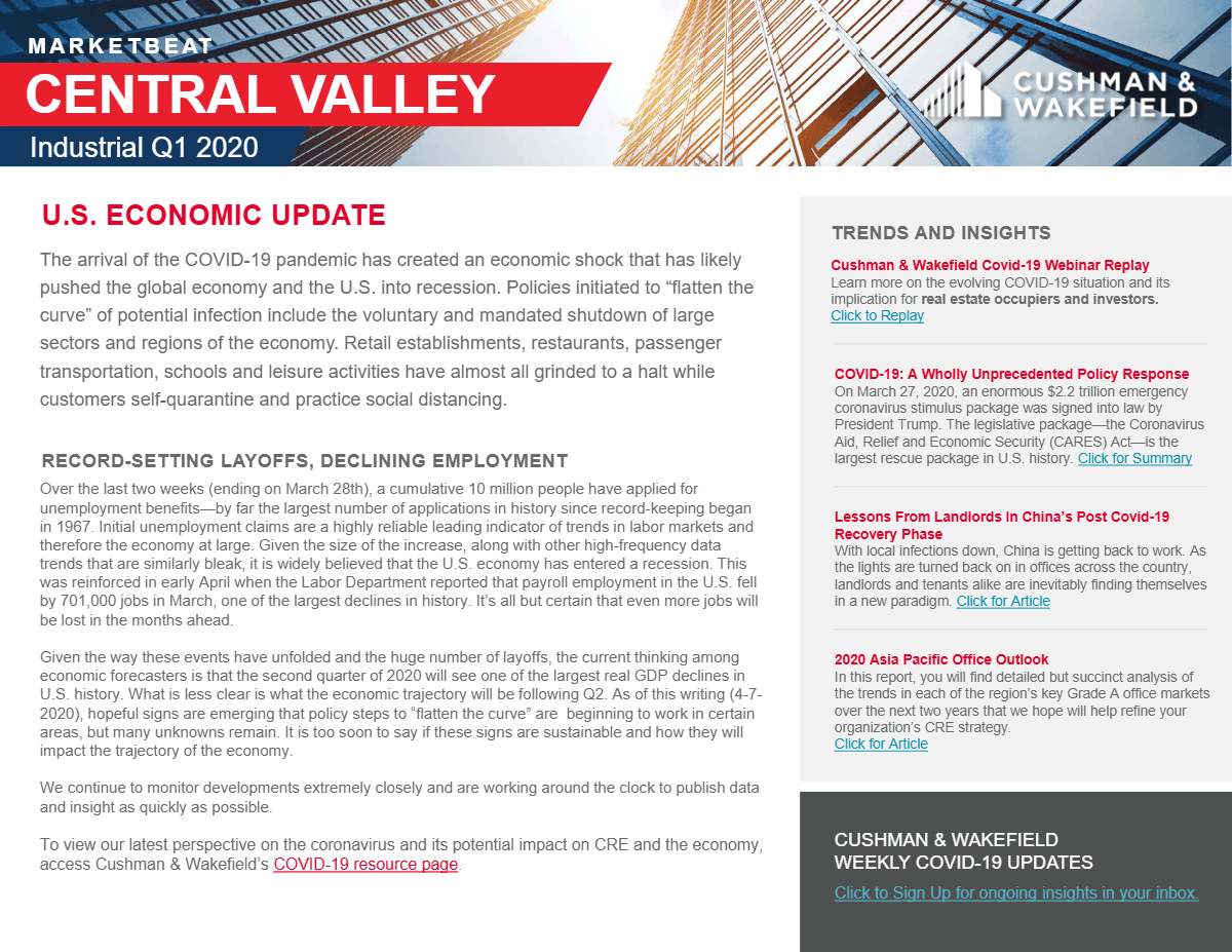 Q1 2020 Central Valley Industrial MarketBeat